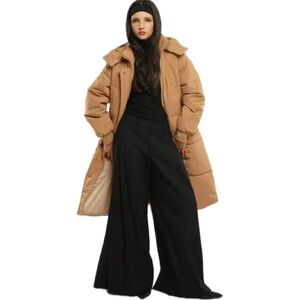 Go.G.G Classic Hooded Long Puffer M Camel